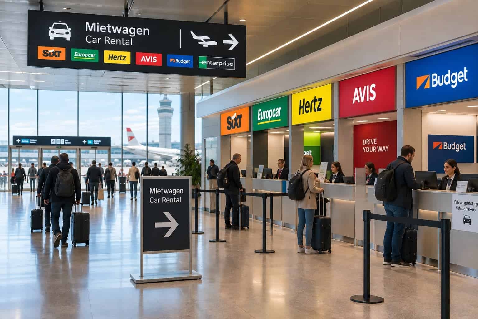 autohuren-luchthaven een auto huren op de luchthaven in Oostenrijk is vaak duurder maar levert veel gemak